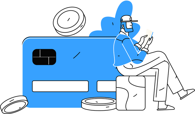 Man doing card payment on mobile phone  Illustration