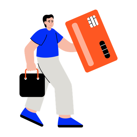 カードショッピングをする男性  イラスト