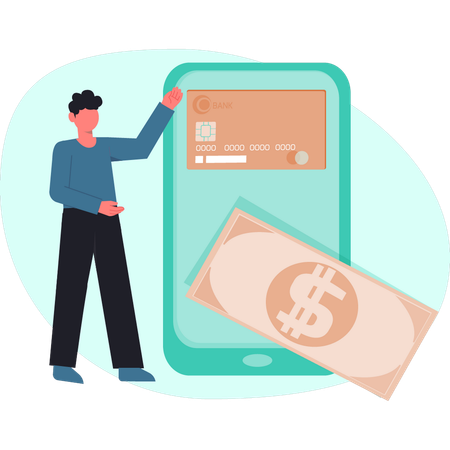 Man doing card transaction  Illustration