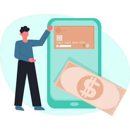 Man doing card transaction  Illustration