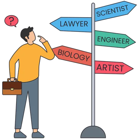 Man doing career choice  Illustration