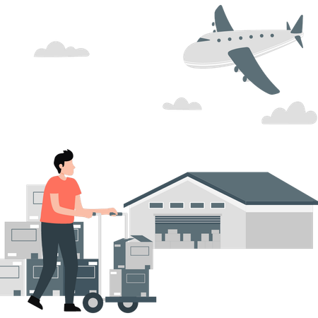 Man doing cargo delivery services  Illustration