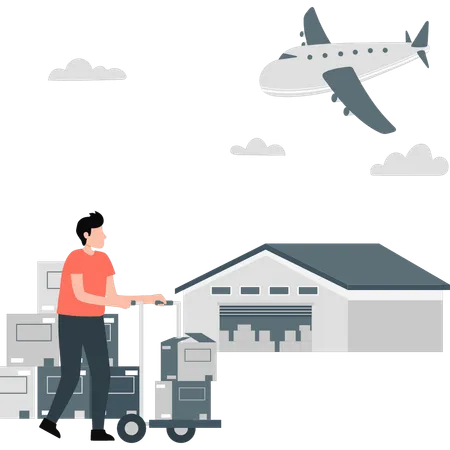 Man doing cargo delivery services  Illustration