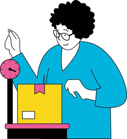 Man doing cargo weight on weight scale  Illustration