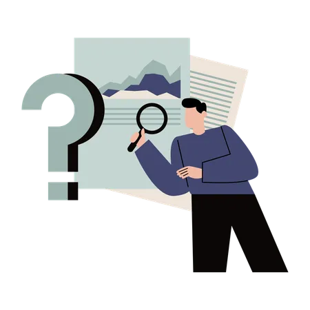 Man doing case file research  Illustration