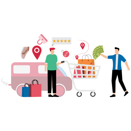 Man doing cash payment on delivery  Illustration
