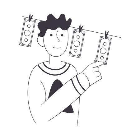 Man doing Cash preservation  Illustration