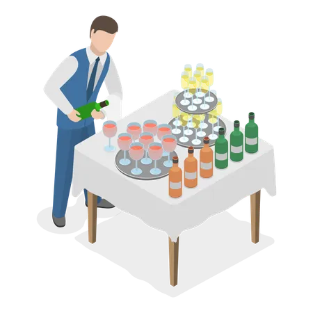 Man doing catering services  Illustration