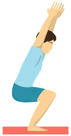 Man doing Chair yoga pose Illustration