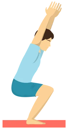 Man doing Chair yoga pose  Illustration