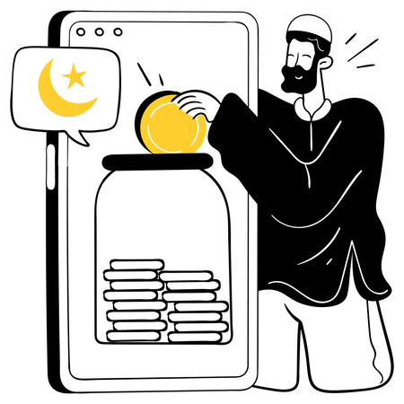 Man doing charity from Online Zakat  Illustration