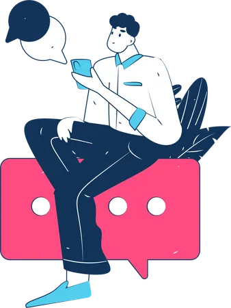 Man Doing chatting on phone  Illustration