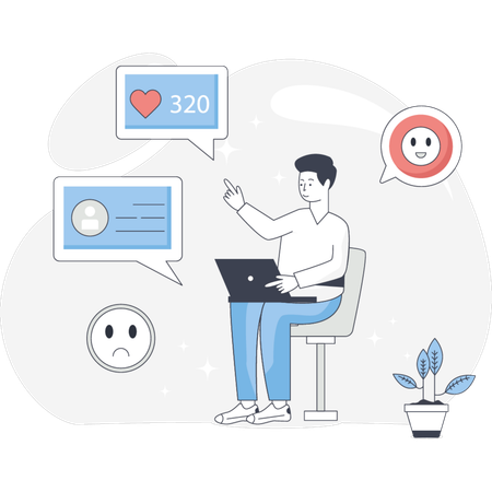 Man Doing Chatting Online  Illustration