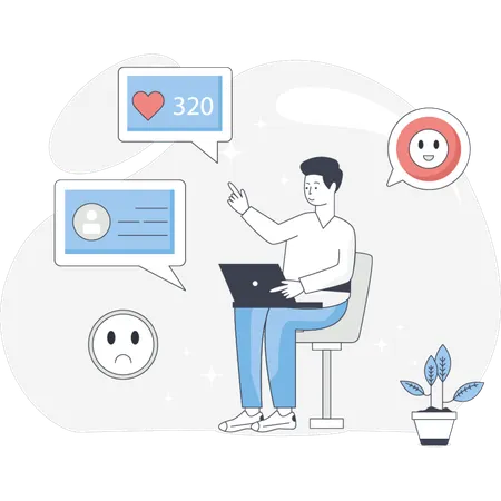 Man Doing Chatting Online  Illustration