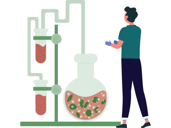 Man doing chemical experiment  Illustration