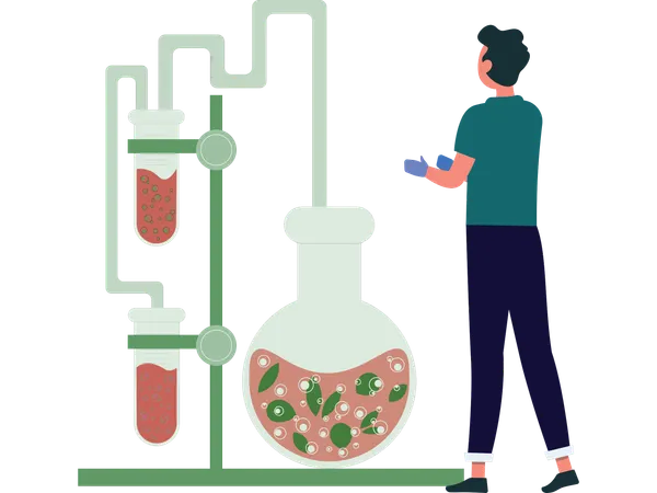 Man doing chemical experiment  Illustration
