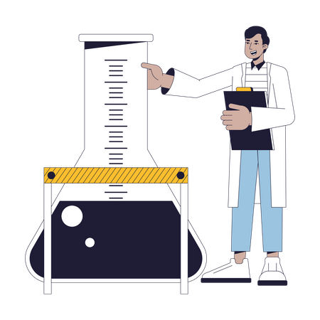 Man doing chemical experiment  Illustration