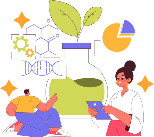 Man doing chemical experiment in chemistry class  Illustration