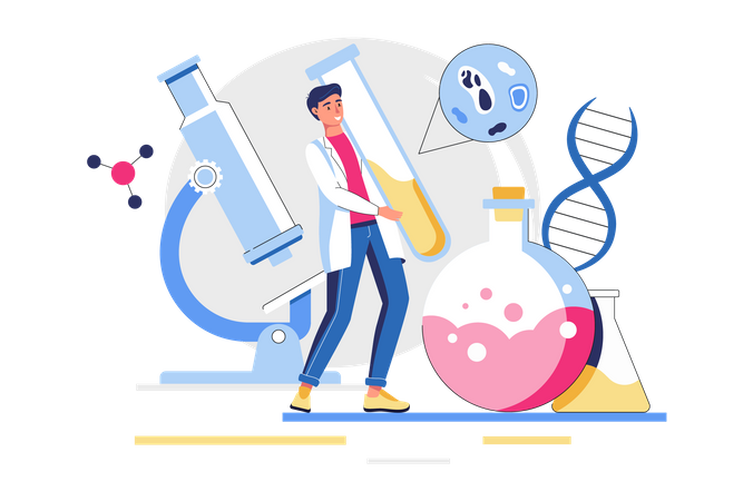 Man doing chemical research  Illustration