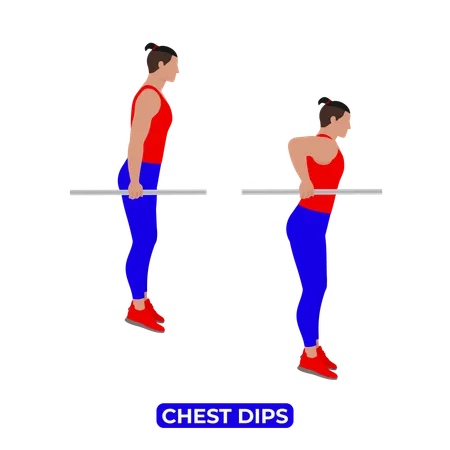 Man Doing Chest Bar Dips Exercise  Illustration