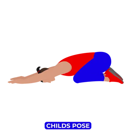 Man Doing Childs Pose Stretch  Illustration