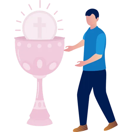 Man doing Christmas celebrating  Illustration