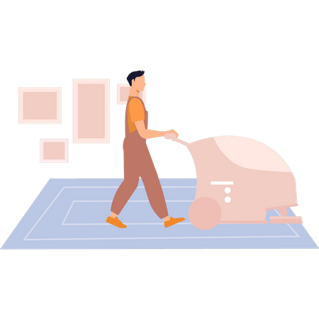 Man doing cleaning work  Illustration