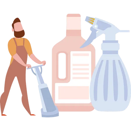 The Housekeeper Is Working Illustration