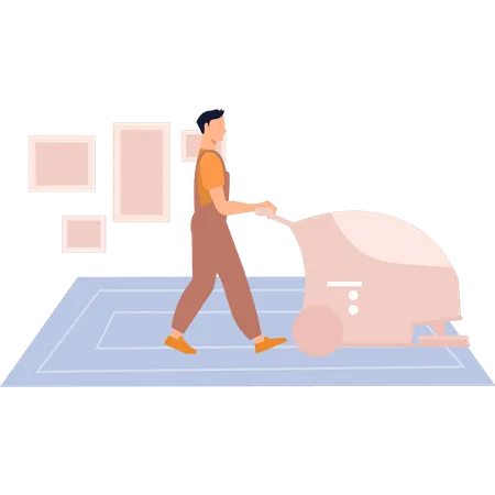 Man doing cleaning work  Illustration