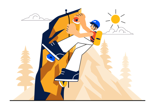 Man doing cliff climbing  Illustration
