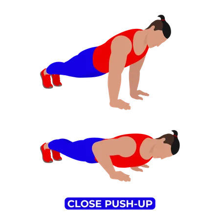 Man Doing Close Push Up Exercise  Illustration