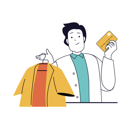 Man doing cloth shopping  Illustration