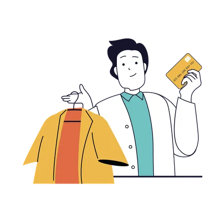 Man doing cloth shopping  Illustration