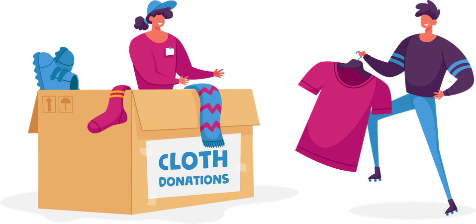 Man doing clothes donation Illustration