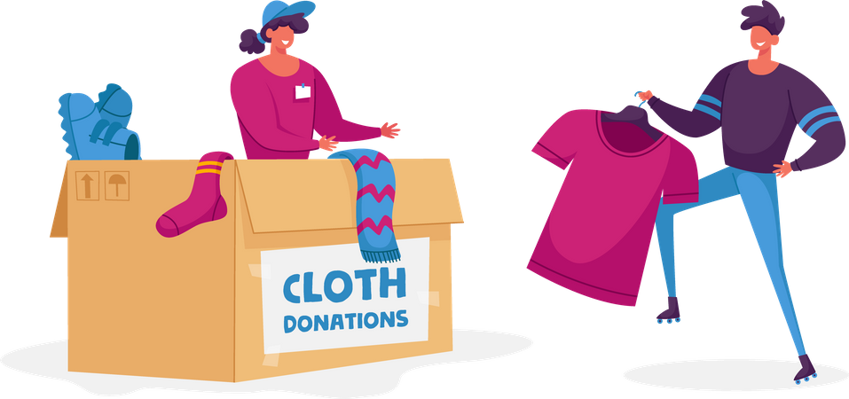 Man doing clothes donation  Illustration