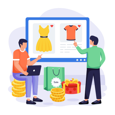 Man doing clothes shopping  Illustration