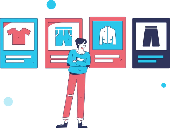 Man doing clothes shopping  Illustration