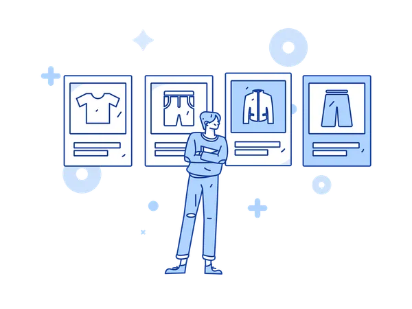 Man doing clothes shopping  Illustration