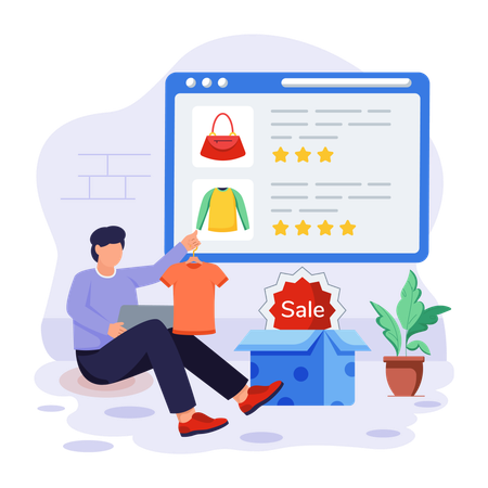 Man doing clothes shopping  Illustration