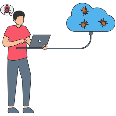 Man doing cloud hacking  Illustration