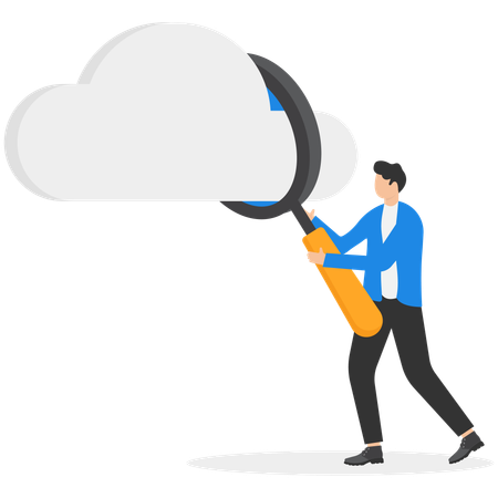 Man doing cloud research  Illustration