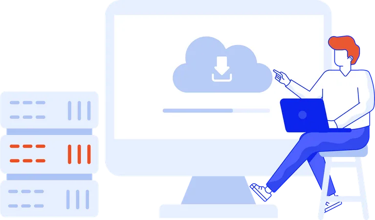 Cloud Server Flat Illustration In This Design You Can See How Technology Connect To Each Other Each File Comes With A Project In Which You Can Easily Change Colors And More Illustration