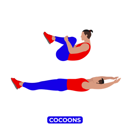 Man Doing Cocoons Exercise  일러스트레이션