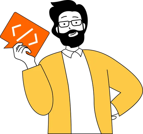 Man doing coding chat  Illustration