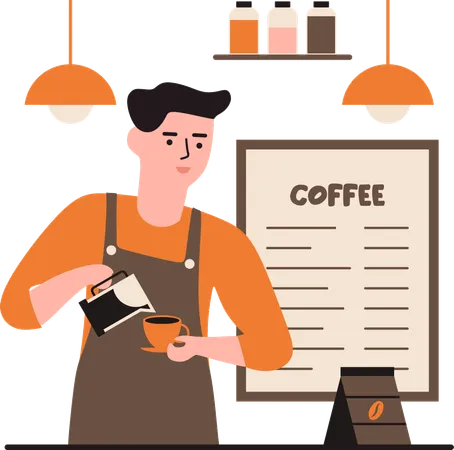 Man doing Coffee Brewing  Illustration