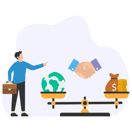 Man doing Company Agreement  Illustration