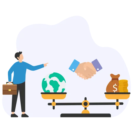 Man doing Company Agreement  Illustration