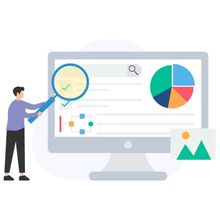 Man doing Company Analysis  Illustration