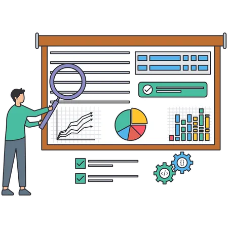 Man doing company analysis  Illustration