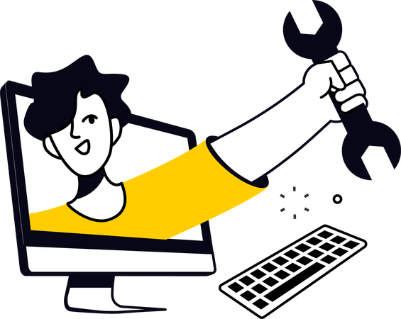 Man doing computer repairing  Illustration